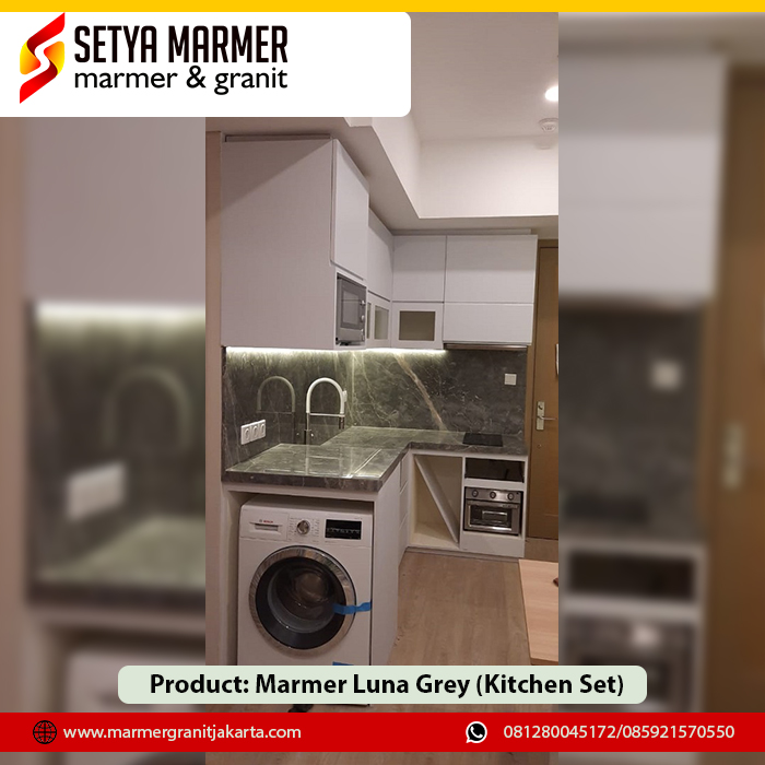 Marmer Luna grey setelah terpasang jd meja kitchenset Jual Marmer Granit Jakarta