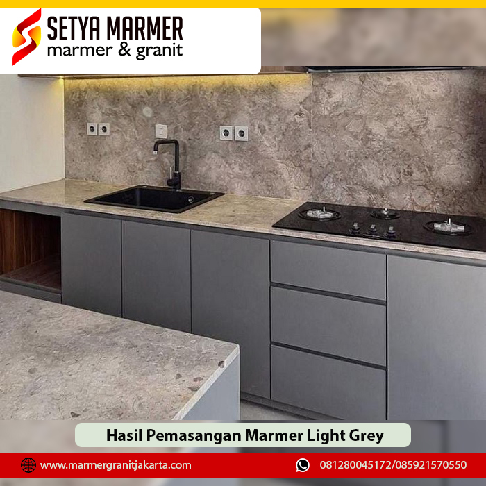 Hasil pemasangan marmer light grey Marmer granit Jakarta
