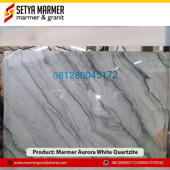 Aurora white quartzite Marmer granit Jakarta